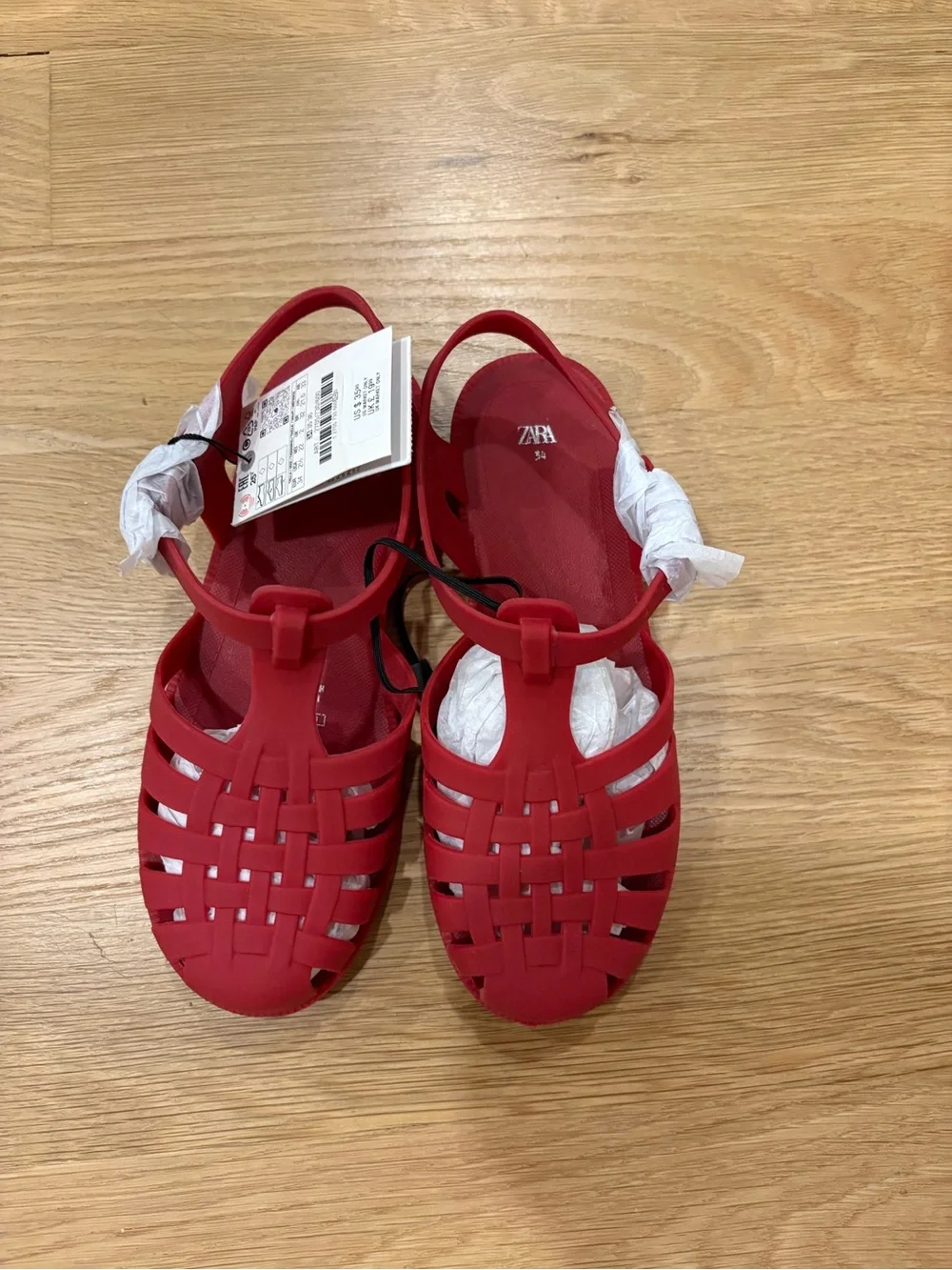 NWT Zara Kids Red Jelly Fisherman Sandals